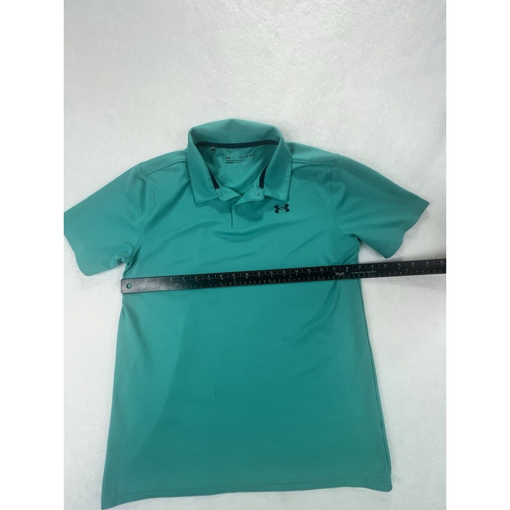 Under‎ Armour Youth XL Golf Polo Shirt Loose Fit Teal Green Short Sleeve Boys - Picture 8 of 10